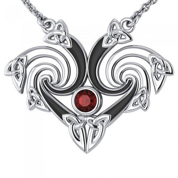 Representation that lies in the Universe Silver Triquetra Necklace with Gemstone TNC160 - Jewelry